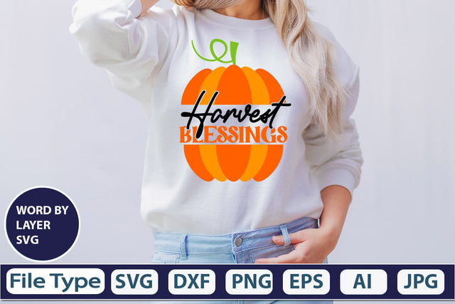 Harvest Blessings SVG Cut File SVGs,quotes-and-sayings,food-drink mini-bundles,print-cut,on-sale Clipart Clip Art Sublimation or Vinyl Shirt Design SVG DesignPlante 503 