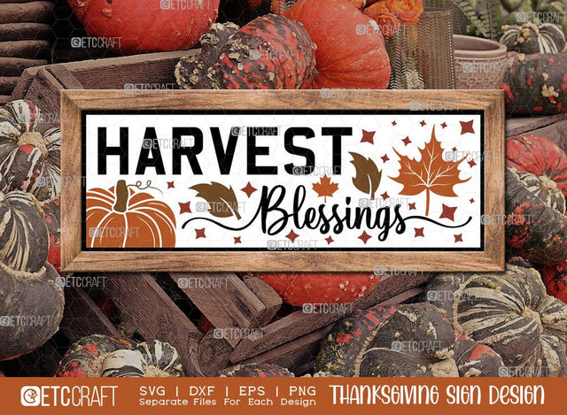 Harvest Blessings SVG Cut File | Thanksgiving Sign Svg | Fall Decor Svg | Horizontal Sign Svg | Farmhouse Fall Sign | Thanksgiving door hanger Svg | Thanksgiving Wood Sign SVG ETC Craft 