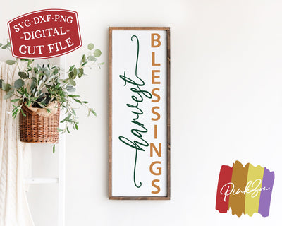 Harvest Blessings SVG Files, Front Porch Svg, Fall Svg, Vertical Sign Svg, Autumn Svg, Commercial Use, Cricut, Silhouette, Digital Cut Files (1309293641) SVG PinkZou 