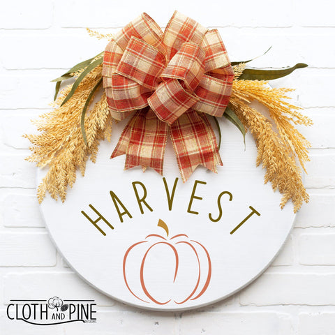 Harvest Blessings with Pumpkin Outline SVG Cloth and Pine Designs 