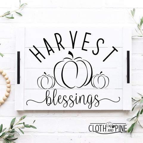 Harvest Blessings with Pumpkin Outline SVG Cloth and Pine Designs 