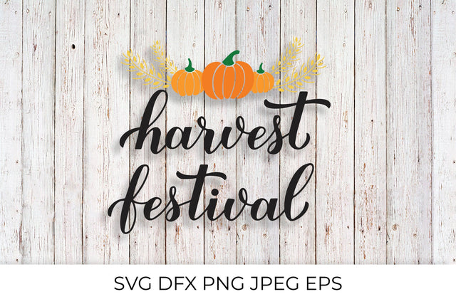 Harvest festival calligraphy lettering with hand drawn pumpkins SVG LaBelezoka 