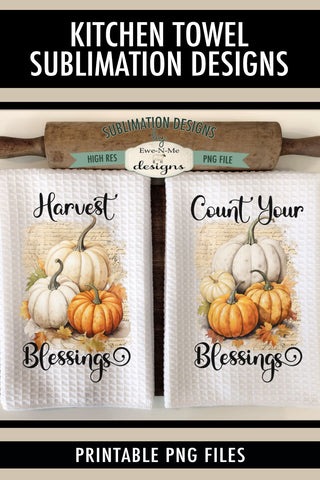 Harvest Pumpkins Kitchen Towel Sublimation Designs Sublimation Ewe-N-Me Designs 
