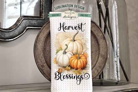 Harvest Pumpkins Kitchen Towel Sublimation Designs Sublimation Ewe-N-Me Designs 