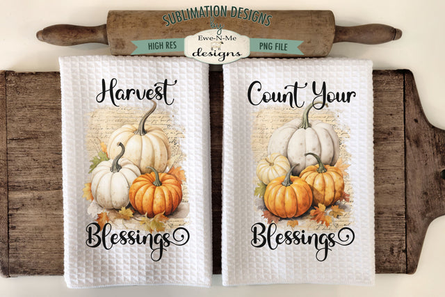 Harvest Pumpkins Kitchen Towel Sublimation Designs Sublimation Ewe-N-Me Designs 