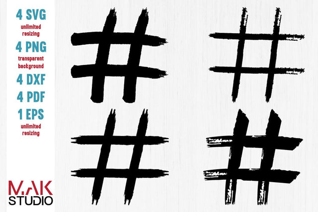 Hashtag svg, Grunge hashtag svg, Hashtag eps, Hashtag pdf, Hashtag png, Hashtag dxf, Hashtag cut file SVG MAKStudion 