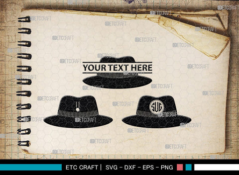 Hat Monogram, Hat Silhouette, Hat SVG, Baseball Cap Svg, Cap Svg, Cowboy Hat Svg, SB00197 SVG ETC Craft 