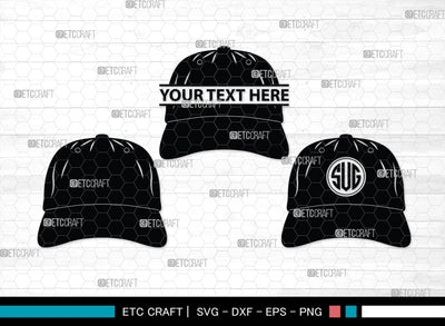 Hat Monogram, Hat Silhouette, Hat SVG, Baseball Cap Svg, Cap Svg, Cowboy Hat Svg, SB00197 SVG ETC Craft 
