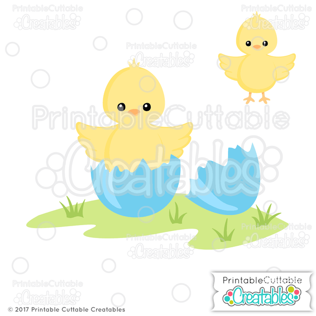 Hatching Easter Chick SVG Printable Cuttable Creatables 