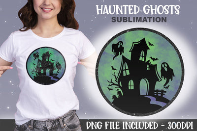 Haunted Ghosts Sublimation - Halloween Sublimation Design with Ghosts Sublimation Digital Clipart Deals 