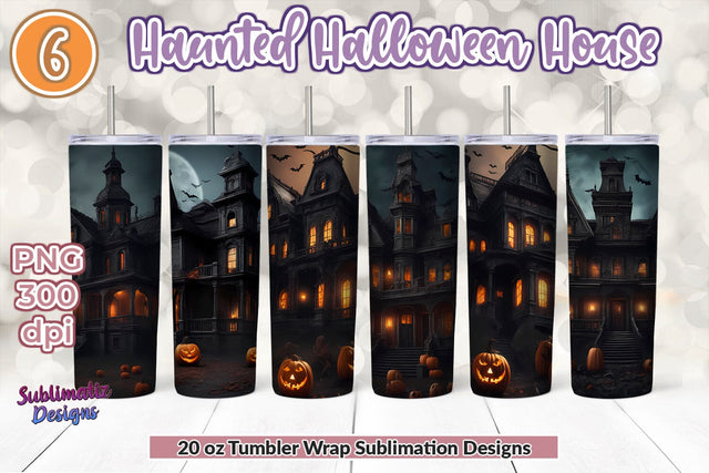 Haunted Halloween House Tumbler Wrap Bundle Sublimation Sublimatiz Designs 