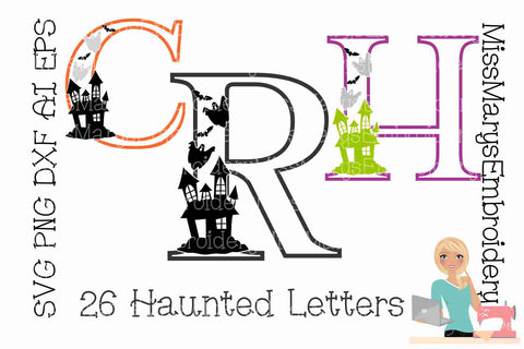 Haunted Halloween Letters SVG MissMarysEmbroidery 