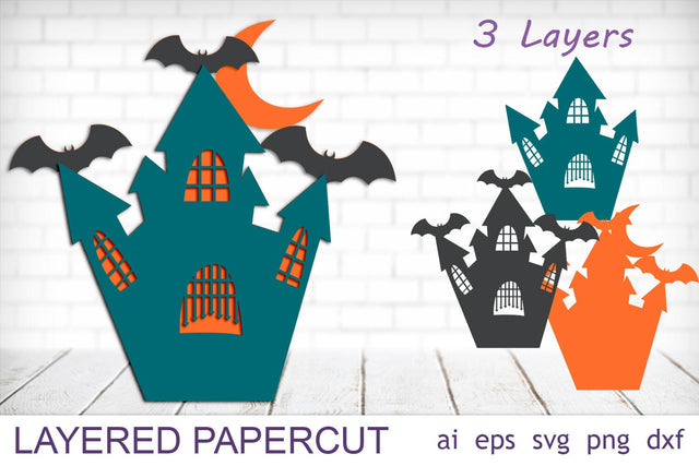 Haunted house 3d layered, Halloween decor papercut svg SVG AnastasiyaArtDesign 