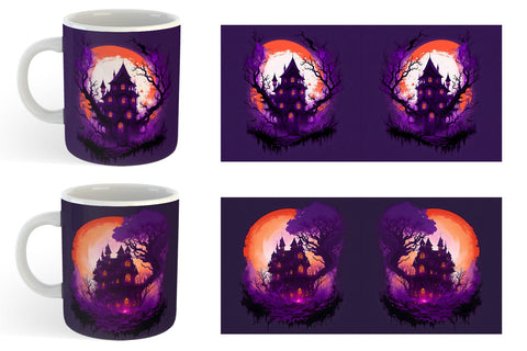 Haunted House Dark Forest Mug Wrap | Sublimation Coffee Cup Sublimation artnoy 