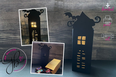 Haunted House Favor Box SVG l Haunted House Luminary SVG SVG Jen Balding 
