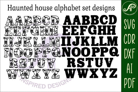 Haunted house Halloween alphabet letter set. 35 layered SVG APInspireddesigns 