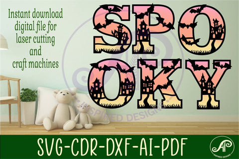 Haunted house Halloween alphabet letter set. 35 layered SVG APInspireddesigns 