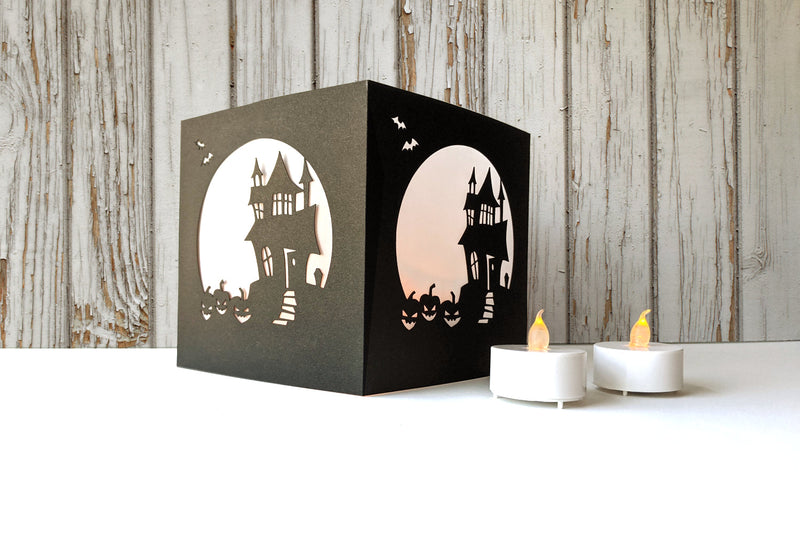 Haunted House Halloween Luminary SVG 3D Paper Risa Rocks It 
