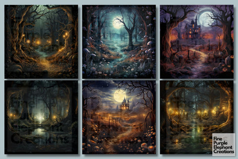 Haunted House | Halloween Sublimation Digital Pattern Fine Purple Elephant Creations 