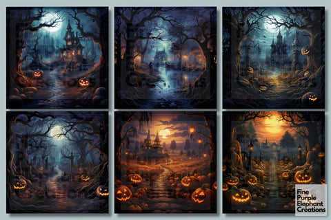 Haunted House | Halloween Sublimation Digital Pattern Fine Purple Elephant Creations 