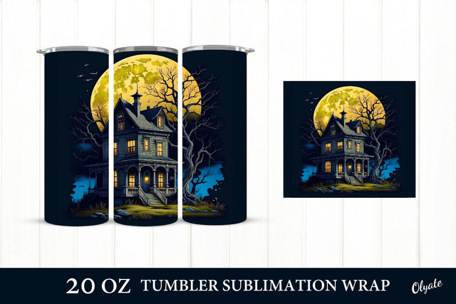 Haunted House Halloween Tumbler. 20 OZ Tumbler Wrap Sublimation Olga Terlyanskaya 