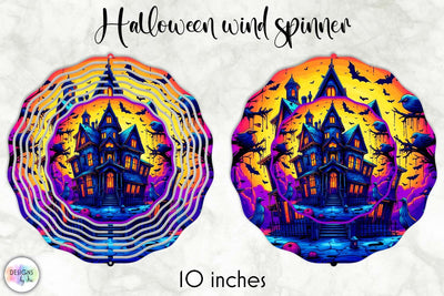 Haunted House Halloween Wind Spinner PNG Sublimation Designs by Ira 