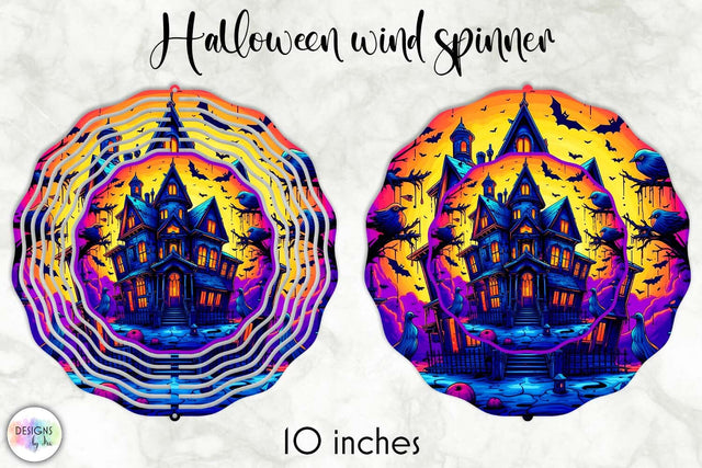 Haunted House Halloween Wind Spinner PNG Sublimation Designs by Ira 