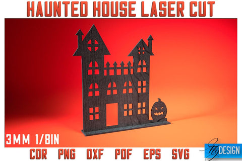 Haunted House Laser Cut SVG | Halloween Laser Cut SVG Design | CNC Files SVG Fly Design 