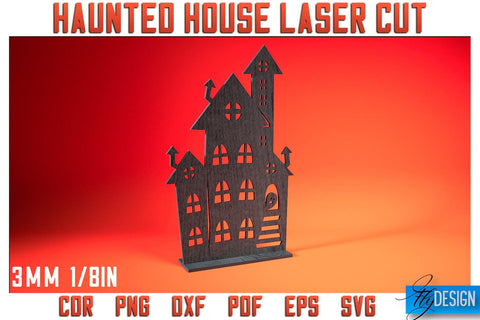 Haunted House Laser Cut SVG | Halloween Laser Cut SVG Design | CNC Files SVG Fly Design 