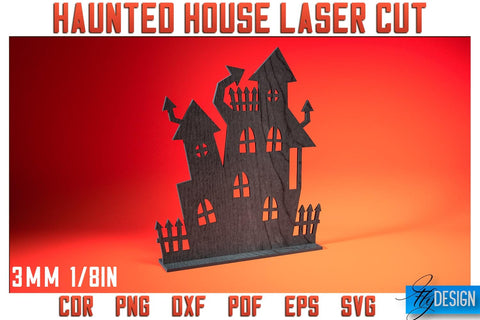 Haunted House Laser Cut SVG | Halloween Laser Cut SVG Design | CNC Files SVG Fly Design 