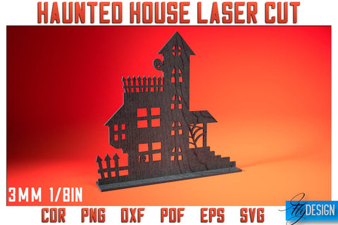 Haunted House Laser Cut SVG | Halloween Laser Cut SVG Design | CNC Files SVG Fly Design 