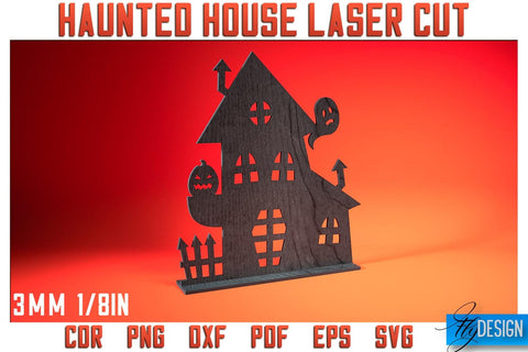 Haunted House Laser Cut SVG | Halloween Laser Cut SVG Design | CNC Files SVG Fly Design 