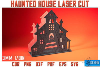 Haunted House Laser Cut SVG | Halloween Laser Cut SVG Design | CNC Files SVG Fly Design 