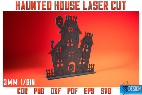 Haunted House Laser Cut SVG | Halloween Laser Cut SVG Design | CNC Files SVG Fly Design 