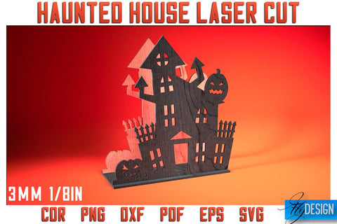 Haunted House Laser Cut SVG | Halloween Laser Cut SVG Design | CNC Files SVG Fly Design 