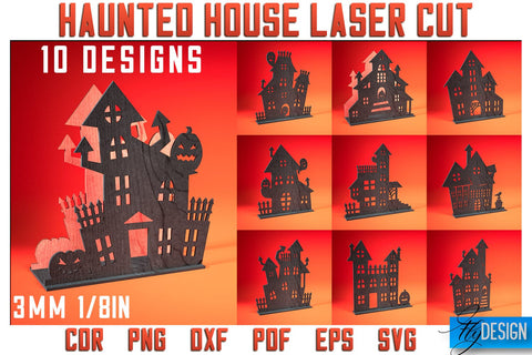 Haunted House Laser Cut SVG | Halloween Laser Cut SVG Design | CNC Files SVG Fly Design 