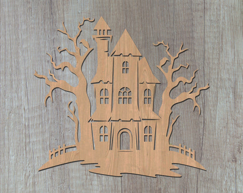 Haunted House Laser SVG Cut File, Haunted House Glowforge File, Haunted House DXF, Haunted House Wall Art SVG SVG HappyDesignStudio 