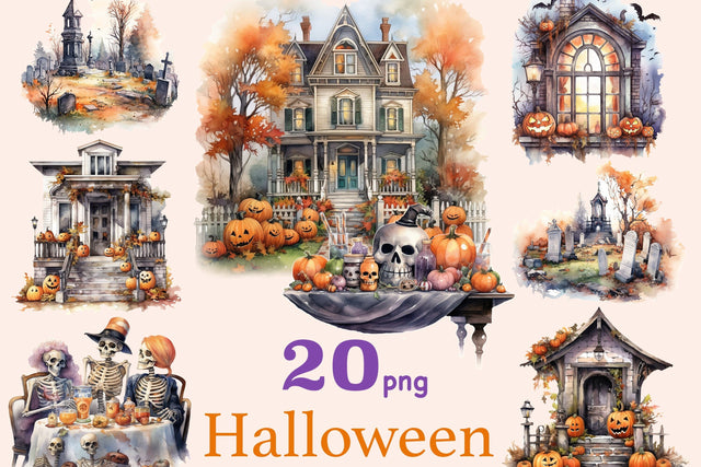 Haunted House Scene | Trick Or Treat Clipart SVG GlamArtZhanna 
