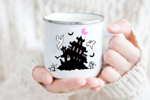 Haunted House Sublimation I Pink Halloween Sublimation Sublimation Happy Printables Club 