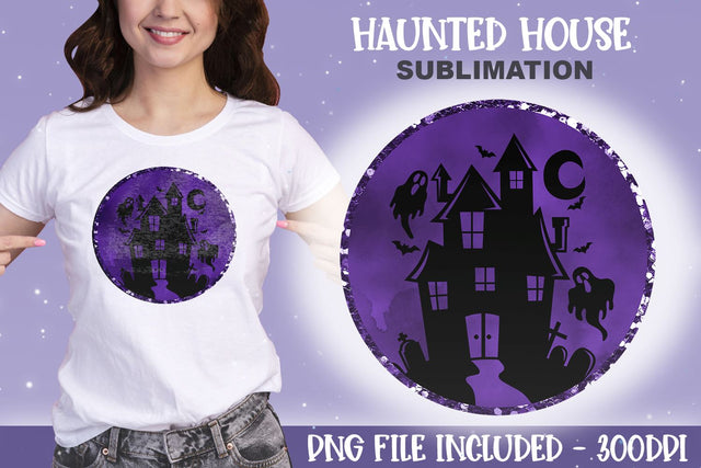 Haunted House Sublimation T-shirt Design - Halloween PNG Sublimation Sublimation Digital Clipart Deals 