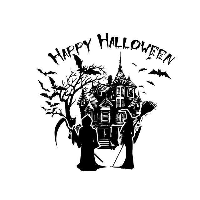 Haunted House svg Digital Download, SVG, PNG, JPG, Cricut download, Silhouette file, laser engraving file, Grim reaper, happy halloween SVG Whitetailcrafts 