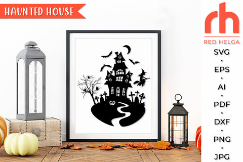 Haunted House SVG - Halloween Decor Cut File SVG RedHelgaArt 