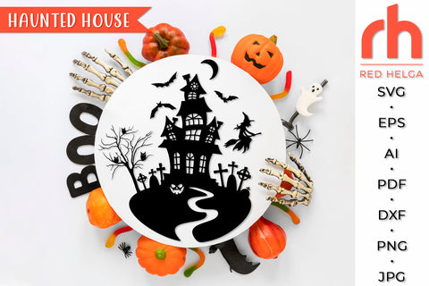 Haunted House SVG - Halloween Decor Cut File SVG RedHelgaArt 
