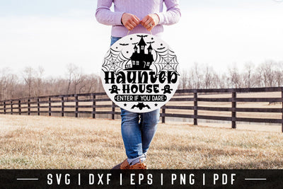 Haunted House SVG, Halloween Round Sign SVG SVG CraftLabSVG 
