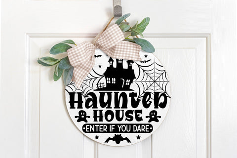 Haunted House SVG, Halloween Round Sign SVG SVG CraftLabSVG 