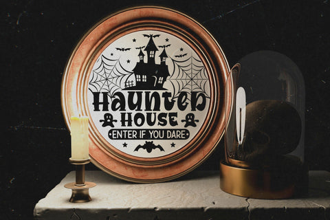 Haunted House SVG, Halloween Round Sign SVG SVG CraftLabSVG 