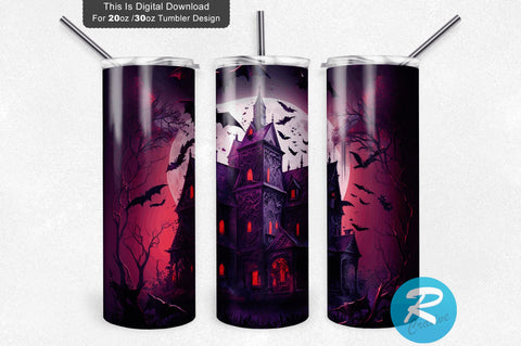 Haunted House with Red and Black 20 oz / 30 oz Tumbler PNG Sublimation Regulrcrative 