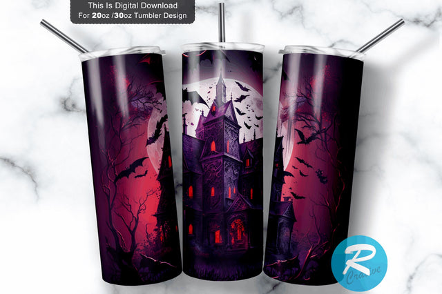 Haunted House with Red and Black 20 oz / 30 oz Tumbler PNG Sublimation Regulrcrative 