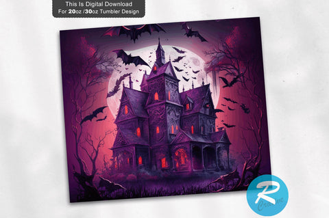 Haunted House with Red and Black 20 oz / 30 oz Tumbler PNG Sublimation Regulrcrative 