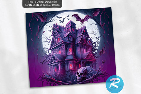 Haunted House with Red and Black Glitter 20 oz / 30 oz Tumbler PNG Sublimation Regulrcrative 